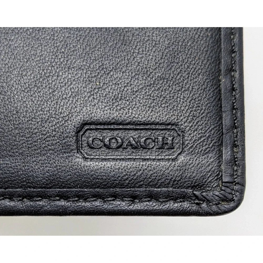 COACH Multi Card Wallet Checkbook Holder Black Leather